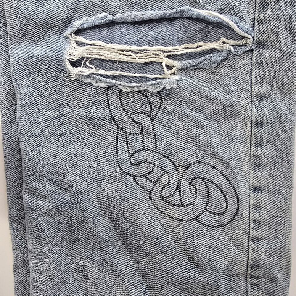 Romwe XL Graffiti Jeans Distressed Rainbow Cloud Streetwear Festival Y2K Style - Picture 14 of 16